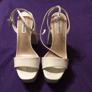 Steve Madden White Ankle Strap Heels